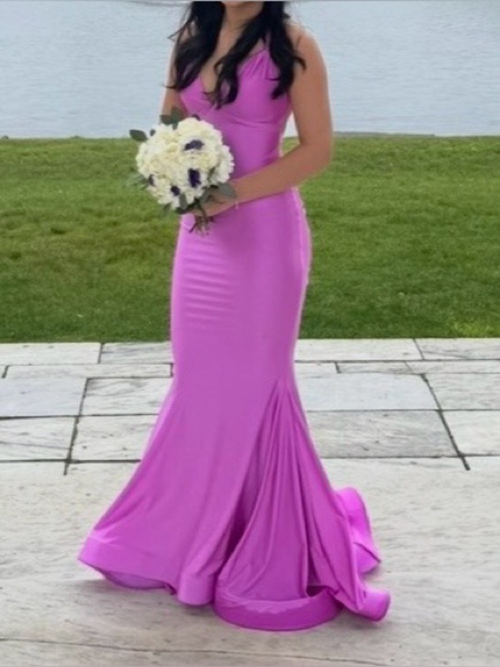 Backless Fuchsia Prom Dress - Picture 2 of 2